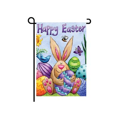 China Wholesale Health Care Institutes 12x18 Inch Polyester Easter Day Double Sided Yard Flags Happy Easter Bunny Yard Flag for sale