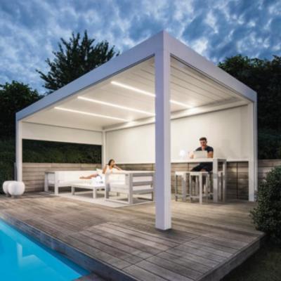 China Easily Assembled Electric Free Standing Louvered Roof Pergola With Motor Aluminum Gazebo Louvered Pergolas for sale