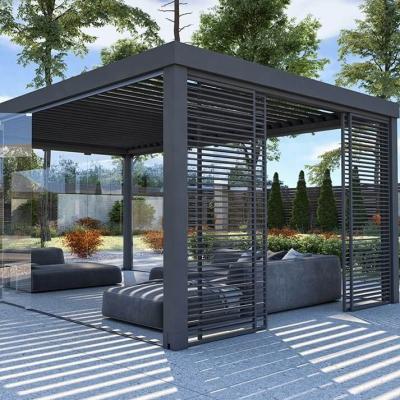 China Waterproof Adjustable Louvered Slats Pergola Easily Assembled Aluminum Pergolas Gazebo for sale