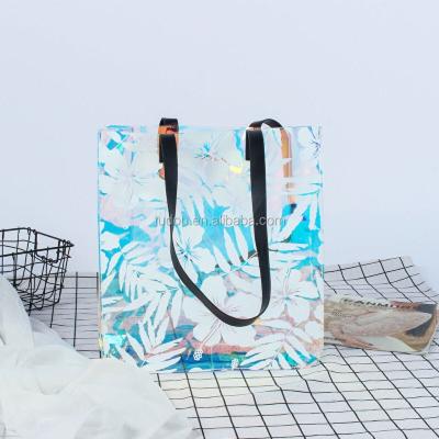 China Folding Logo Fashion Waterproof PVC Shopping Bag PVC Custom Holographic Tote Bag for sale