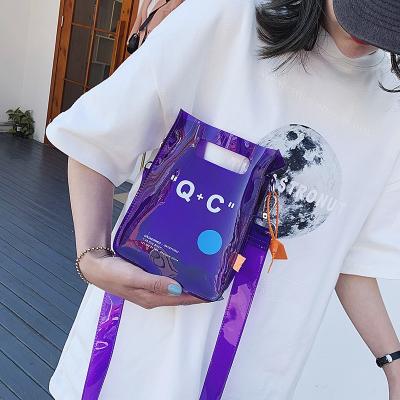 China Custom PVC Product OEM 2020 Fashion Multi Color Purple PVC Small Cross Body Shoulder Bag Messenger Bag for sale