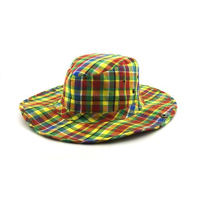 China Cheap Wholesale Character Man Ladies Fashion Western Cheap Checked Cowboy Hat for sale