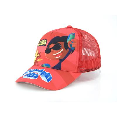 China JOINT Animation Sublimation Printed Snapback Mesh Trucker Cap Hat For Kids for sale