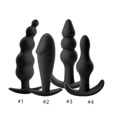 China Prostate Massage Anal Toys Silicone Anal Beads Butt Plug Vibrator 4PCS Kit Anal Trainer Butt Plugs Beginner Set for sale