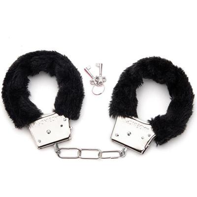 China SM Gamges Handcuffs Fluffy Hairy Metal Head Wrist Slaps For Cosplay Costume Party BDSM Bondage Products for sale