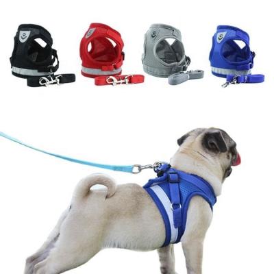 China Custom Thoughtful Luxury Mesh Chest Dog Harness Set Breathable Adjustable Pet Leashes Amazon Hot Selling for sale