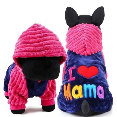 China Viable Autumn Winter Dog Wear Pink Red Blue Pajamas Four Legged Pet Clothes for sale