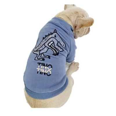 China Viable Dog Clothes Dinosaur Pattern Dog Apparel Embroidered Biped Fleece Cat Pet Clothes for sale