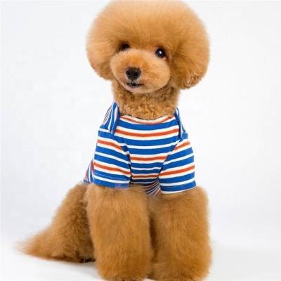 China 2020 New Sustainable Pet Clothes Striped Dog T-Shirt Teddy Small Medium Dog Clothes for sale