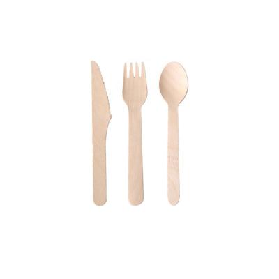 China Chinese factory wholesale biodegradable wooden 3 in 1 wooden spoon knife fork disposable set for sale