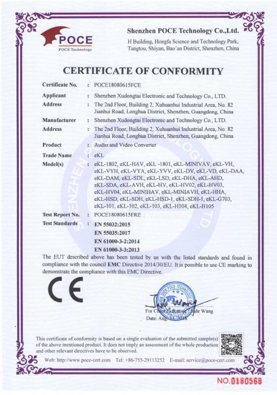 CE - Shenzhen Xudongtai Electronic And Technology Co., Ltd.