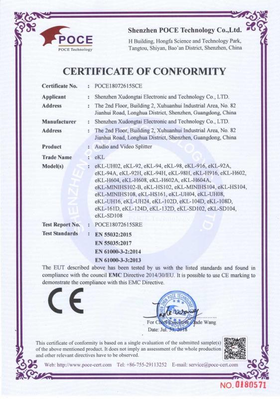 CE - Shenzhen Xudongtai Electronic And Technology Co., Ltd.