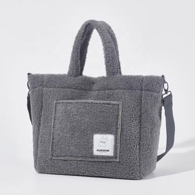 China Fashion Winter Wool Bag Large Capacity Hot Selling Fluffy Female Handbag For Shopping Woman Tote Bags for sale