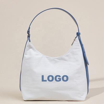 China Fashion Customized Japanese Niche Embroidered Soft Canvas Tote Bag Women Shoulder Bag Textured Armpit Bag for sale