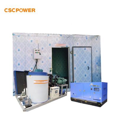 China Fresh-keeping 15 TONS Fresh Water Containerized Flake Ice Machine With Cold Room for sale