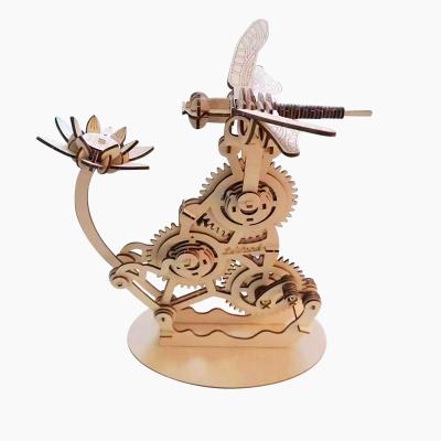 China DIY TOY Stem Toys Dragonfly Wooden Mechanical Destiny Driven 3D Puzzle for sale