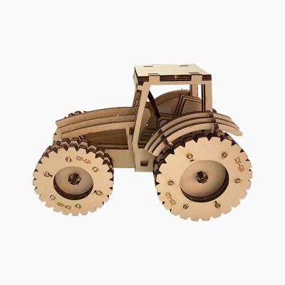 China DIY TOY Assemble Toys Tractor Car 3D Diy Wooden Jigsaw Puzzle For Adults for sale