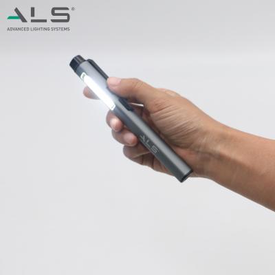 China Industrial SAL 150lm Rechargeable LED Pen Light with Portable Laser Indicator Flashlight for sale