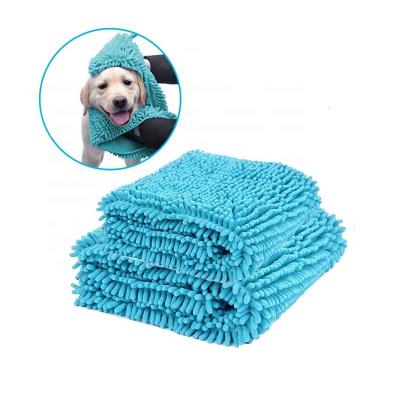 China Sustainable Plant Chenille Cloth Dog Shammy Towel Cat Cleaning Bathing Durable Microfiber Pet Bath Drying Towels for sale