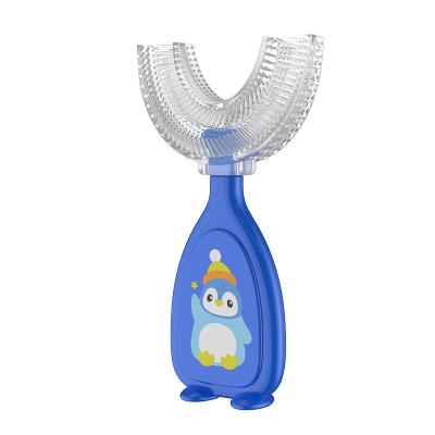 China Foldable Silicone Baby Toothbrush Manual Children U Shape Replacement Care Cleaning Brush Children Oral Toothbrush for sale