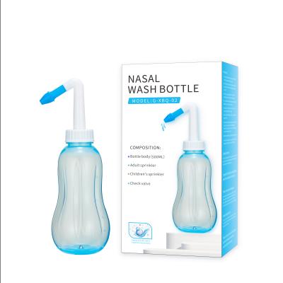 China Chengdu LanRun Double Spout Top/Dust Cover Selling Products 500ML Neti Pot Spary Nasal Irrigator Bottle for sale