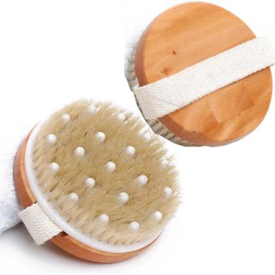 China EXFOLIATING Logo Body Brush Natural Vegan Custom Soft Sisal Nylon Bristles Around Exfoliating Wooden Bath Brush for sale