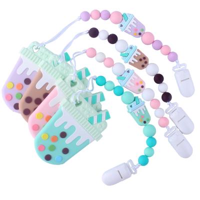 China Toy New Design Baby Pacifier Teethers Soft Food Grade Ice Cream Baby Teether Kit for sale