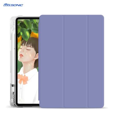 China Auto-sleep 2021 Magnetic TPU Tablet Cooling Fast Drop-proof Magnetic Transparent Stand Cases With Pencil Holder For iPad Air 1/2 for sale