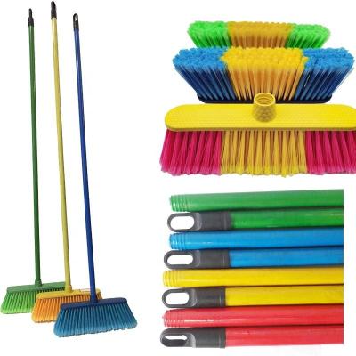 China Good quality cheap durable soft bristle handle plastic wooden broom for household cleaning tools for sale