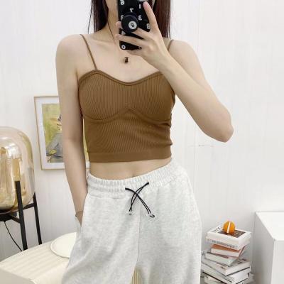 China Anti Pilling Camisole Women Spaghetti Tops Tie Up Basic Vest Summer Casual Crop Sexy Complements Ribbed Knitted Backless Tank Tops for sale