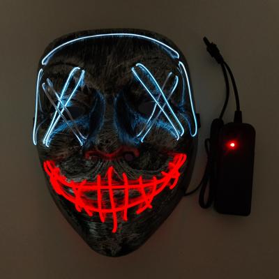 China Trendy Light Glow Custom Logo Party Supplies EL Wire Neon Mask For Halloween Led Mask for sale