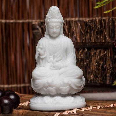 China India Wholesale Hand Carved White Marble Guanyin Bodhisattva Buddha Statue Home Decoration Ornament for sale