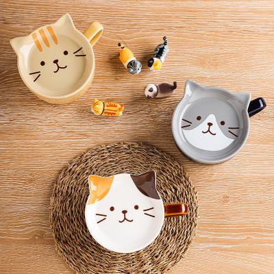 China Viable Japanese Cute Cartoon Coffee Mug Lid Breakfast Animal Ceramic Mug for sale