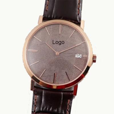 China Brand Luxury Popular Luxury Genuine Leather Stainless Steel Day And Date Diamond Watch Waterproof Minimalist Wrist Watch With Your Logo for sale