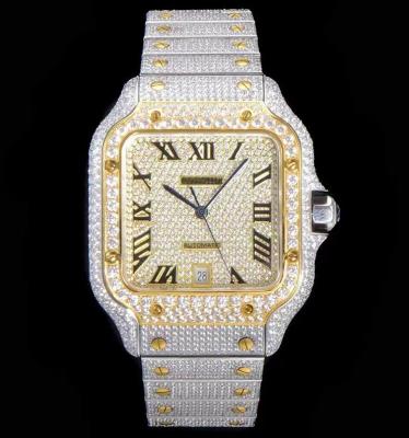 China Automatic Date Iced Out Watch Bust Down VVS CZ CZ CZ CZ Watch Clone Top Movement Luxury Full Bottom Bling Automatic Watch Carter Bust for sale