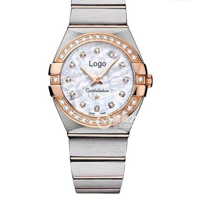 China Custom Automatic Date Women Watches Diamond Fashion Bling Bezel Band Moissanite Watch 7 Color Options Dial Week Display Silver Case for sale