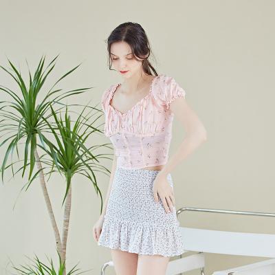 China Newest Womens Smocks Small Flower Breathable Skirts Woven Short Skirt for sale