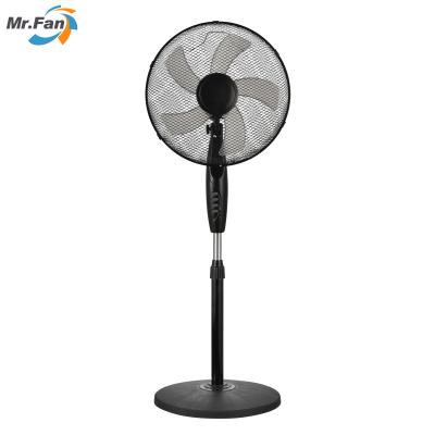 China Low Noise Safety Mesh Grill Round Base Pedestal Fan 220V 16 Inch Stand Fan for sale