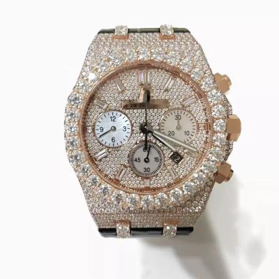 China Mens Diamond Wrist Watch Leather Strap Mechanical Wrist Digital Moissanite Mechanical Watches for sale