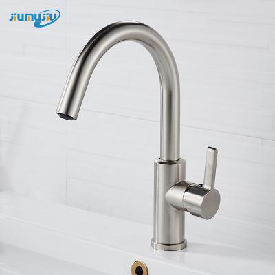 China Luxury Metered Faucets Nickel Shape Brushed Gold Plated Bathroom Mixer Tap Double Handle Brass Basin Faucet for sale