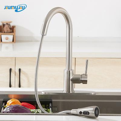 China Metered Faucets Pull Down Sprayer Spring Kitchen Deck Mounted Kitchen Nickel Commercial Single Pull Out Kitchen Faucet for sale