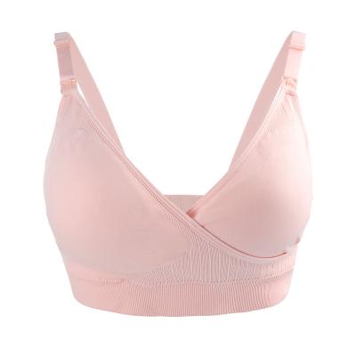 China New Breathable Seamless Enumerating Bralette V-Neck Cross-Criss Nursing Breastfeeding Lift Up Elastic Maternity Feeding Bra for sale