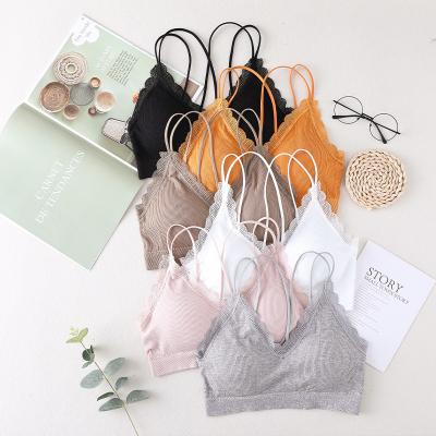 China Sexy Breathable Lace Bra Top Push Up Wire Free Removable Padded Bralette for sale