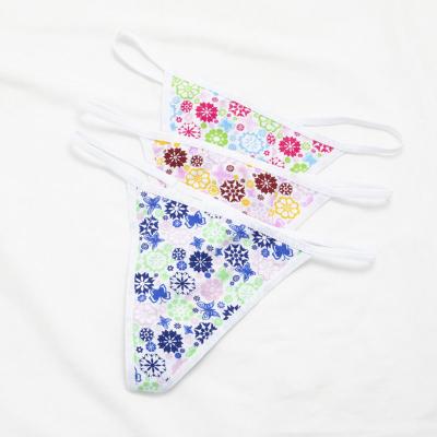 China Antibacterial Women's Thongs Cotton Crotch Floral Print Lingerie Sexy Panties Plus Underwear G - String Waist Thongs For Women for sale