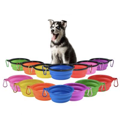 China Stocked Collapsible Dog Bowls, Portable Collapsible Dogs Cats Travel Water Food Bowls With Carabiner Cup For Walking for sale