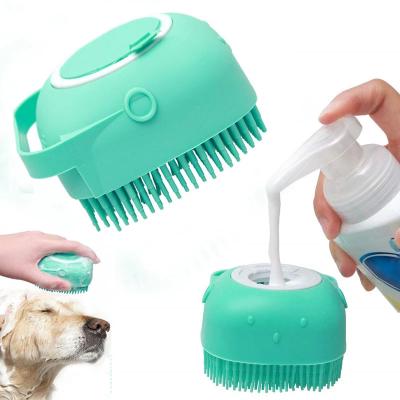 China Dogs Dog Bath Pet Massage Brush With Soft Brush Cepillo De Silicona Para Perro Shampoo Dispenser Silicone Brush Pour Chien for sale