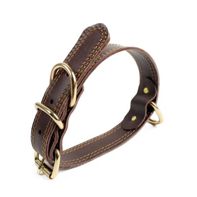 China Dogs Vegan Leather Dog Collars White With Buckle Luxury Rolled Leather Dog Collar Stud Brown Collar De Perro De Cuero for sale