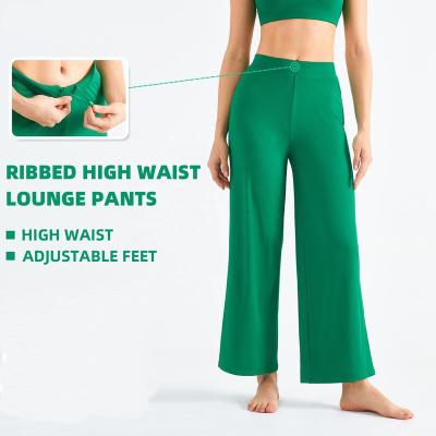 China Custom Adjustable High Waisted Breathable Women's Loose Yoga Pants Fitness Gym Running Recyclable Breathable Jogging Sweatpants for sale