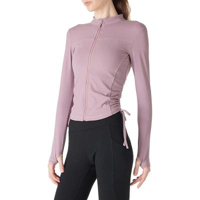 China Breathable Quick Dry Women's Long Sleeve Yoga Tops Slim Fit Sport Shirts Workout Running Jacket With Thumb Notches for sale