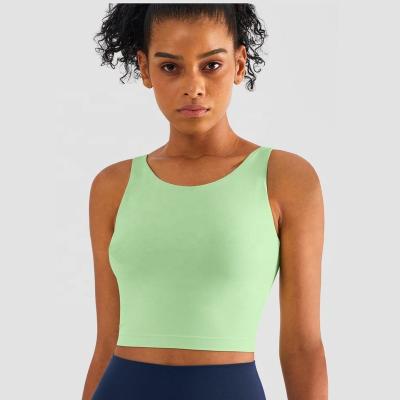 China New Fashion Breathable Fixed Cups Sports Fitness Backless Stitched Stitched Yoga Bras Women Gym Tops Sweat Wear-Wicking for sale